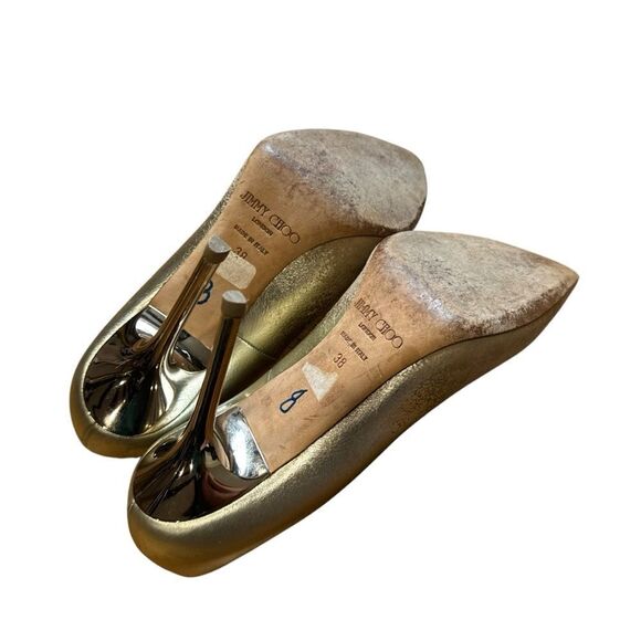 Jimmy Choo Abel Degradé Metallic Gold Tan Beige Suede Pointed Toe Stiletto Pumps - Picture 13 of 15